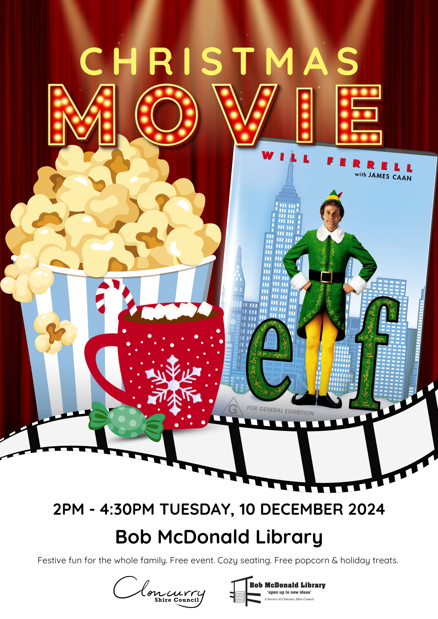 Library activity 2024 christmas movie event poster