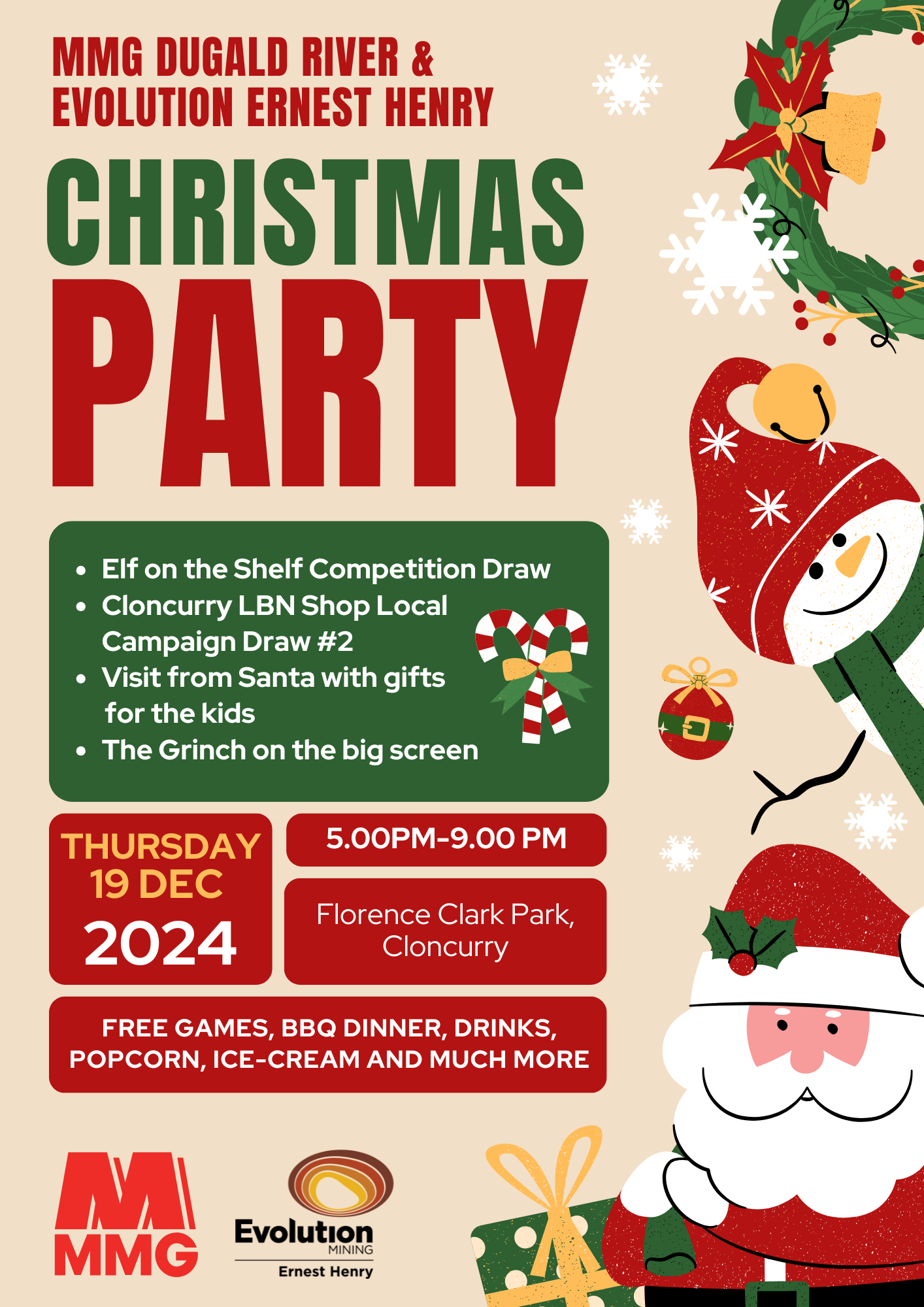 MMG and Ernest Henry christmas party flyer